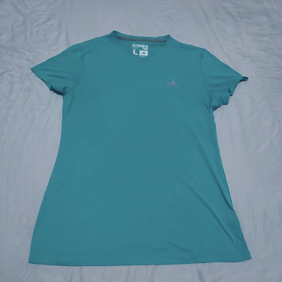 adidas Tops - Adidas Climalite Short Sleeve T-Shirt Women's Large Green Gym Running Sports